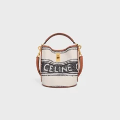 TEEN BUCKET 16 IN STRIPED TEXTILE WITH CELINE JACQUARD WHITE / BLACK