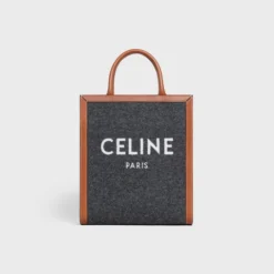 SMALL VERTICAL CABAS CELINE IN TEXTILE WITH CELINE & CALFSKIN GREY / BEIGE