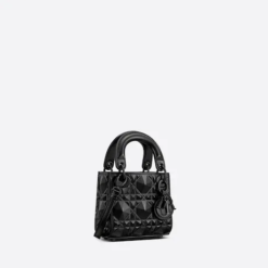 MICRO LADY DIOR BAG Black Cannage Calfskin with Diamond Motif