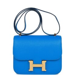 Hermès Constance 18 Bleu Hydra Chevre Gold Hardware