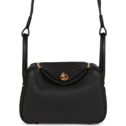 Hermès Mini Lindy Black Clemence Gold Hardware