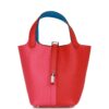 Hermès Picotin Lock 18 Casaque Rouge de Coeur, Rose Extreme and Bleu Zanzibar Clemence Palladium Hardware